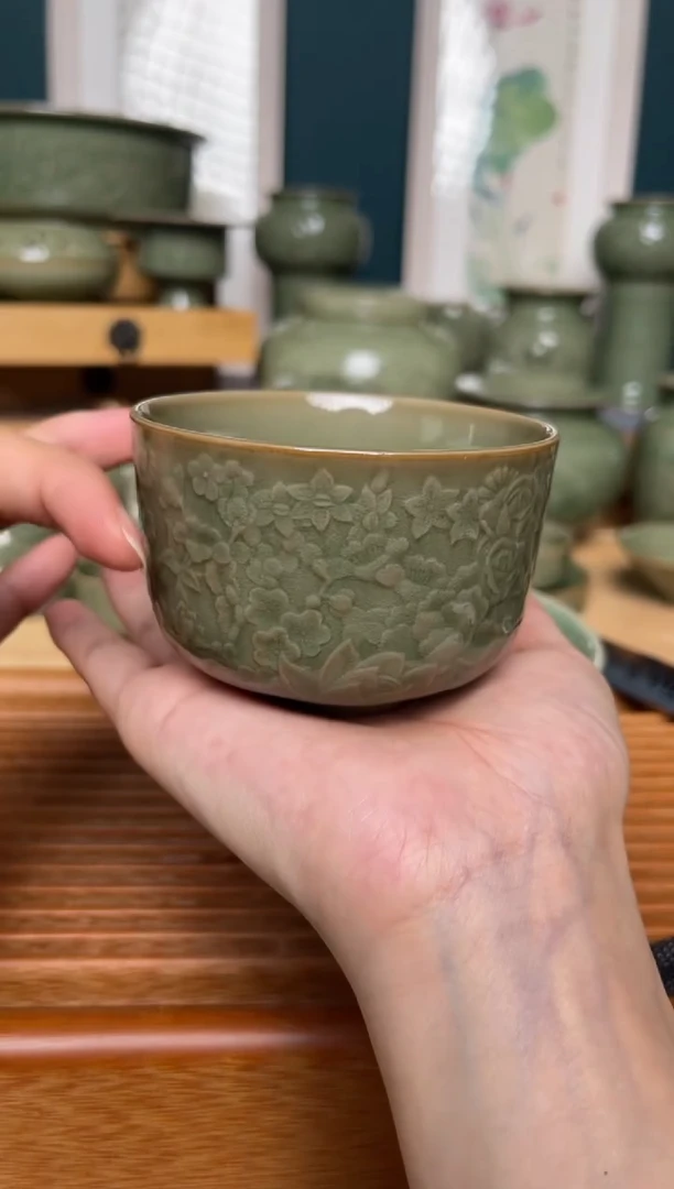 【闪购商品】瓷其他秘色百花不落地缸杯