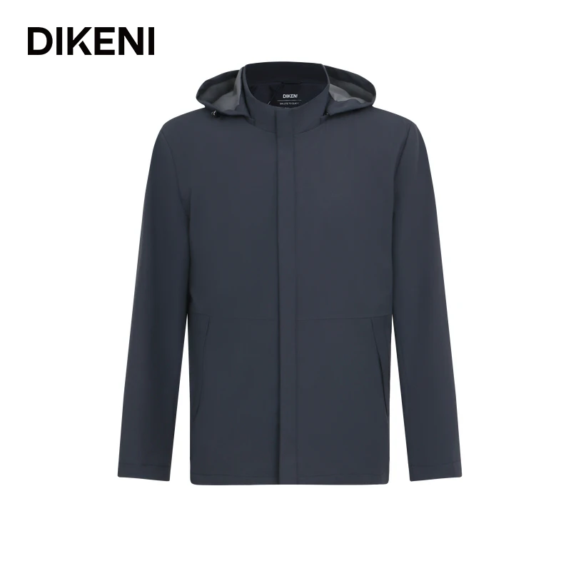 迪柯尼高品质锦氨肌理防风连帽夹克通勤男士外套14341T754