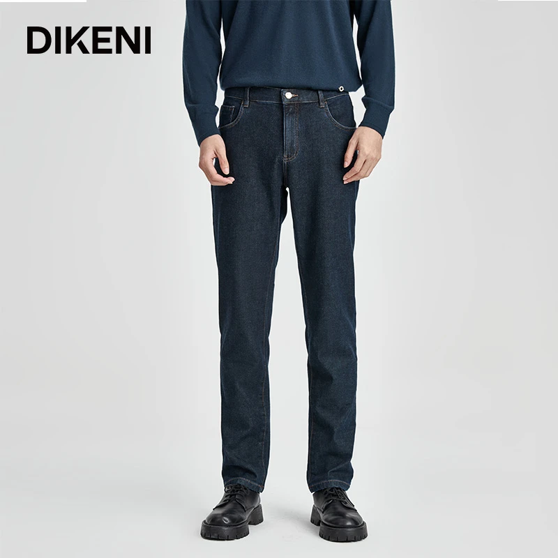 迪柯尼高端男装秋季新款轻商务通勤品质混纺直筒牛仔裤12562H157