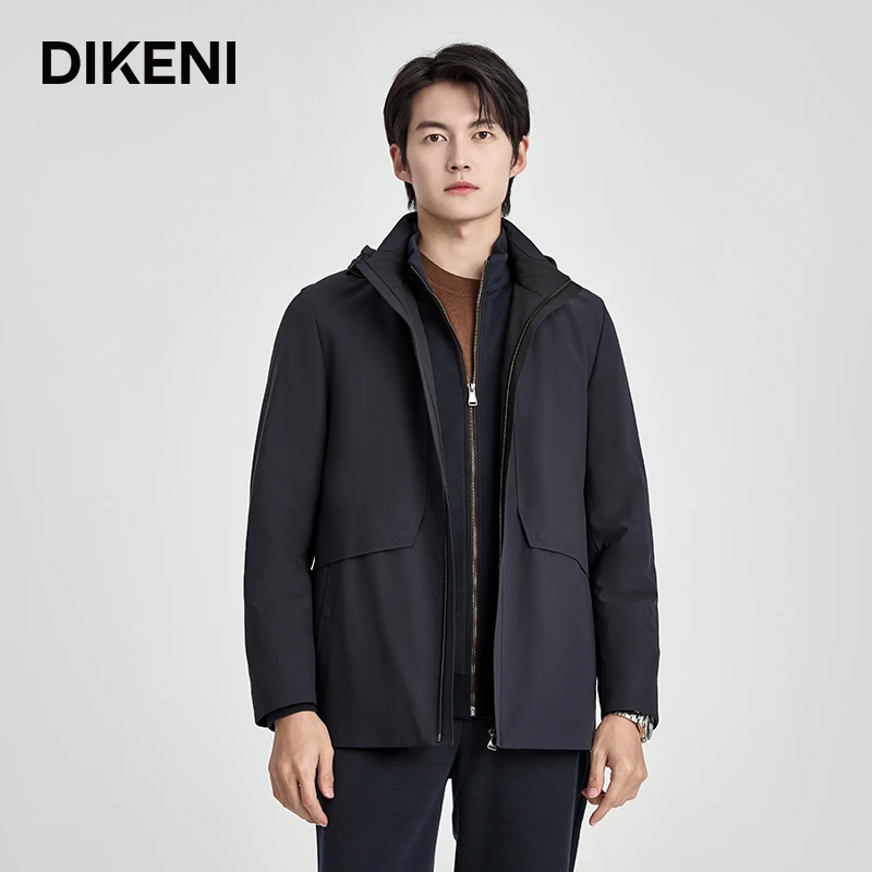 迪柯尼高端轻奢男装秋冬新品兔毛皮内胆尼克服防风保暖12645H543