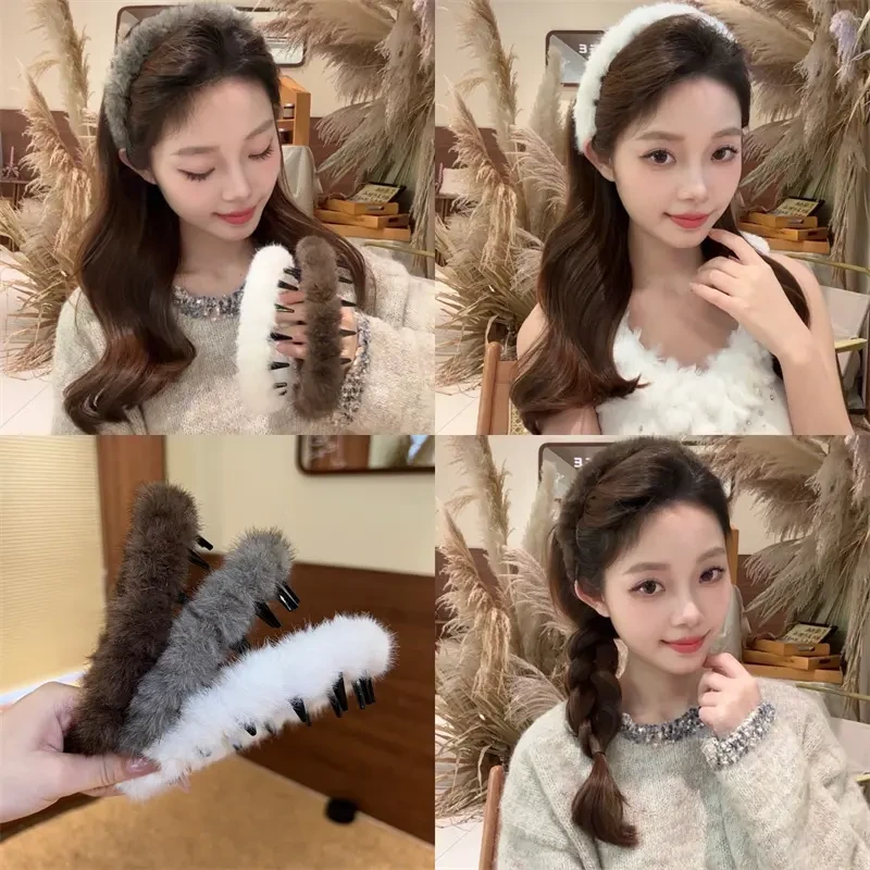 熹金 秋冬加厚毛绒波浪发箍蓬松纹理感发卡高级感时尚洋气头箍