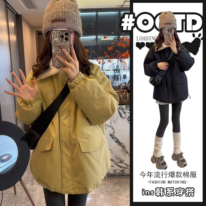 2024秋冬新款欧美气质宽松休闲百搭保暖棉服外套时尚洋气减龄棉衣