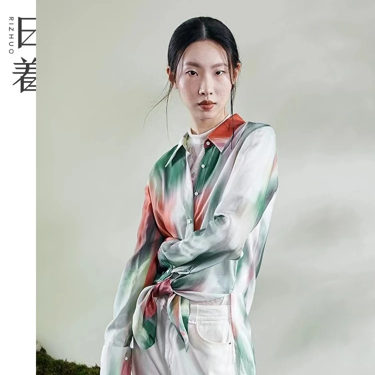 日着原创设计女装春秋季高级垂感衬衣时尚气质显瘦衬衫女RC1242C0