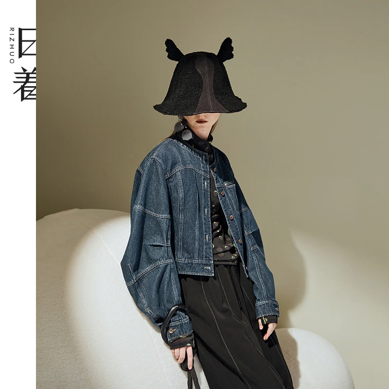 日着原创女装2025秋季新款纯棉水洗复古撞色牛仔短外套RB8349W0