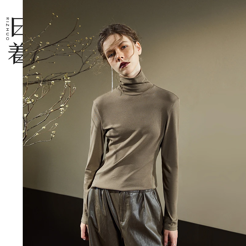 日着原创女装2025秋季新款百搭羊毛修身高领纯色长袖打底RB3113T0