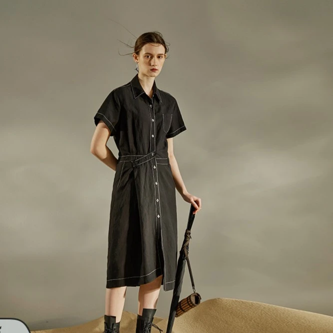 日着原创设计2025年夏季新款气质复古直筒衬衫连衣裙子女RC2326L1