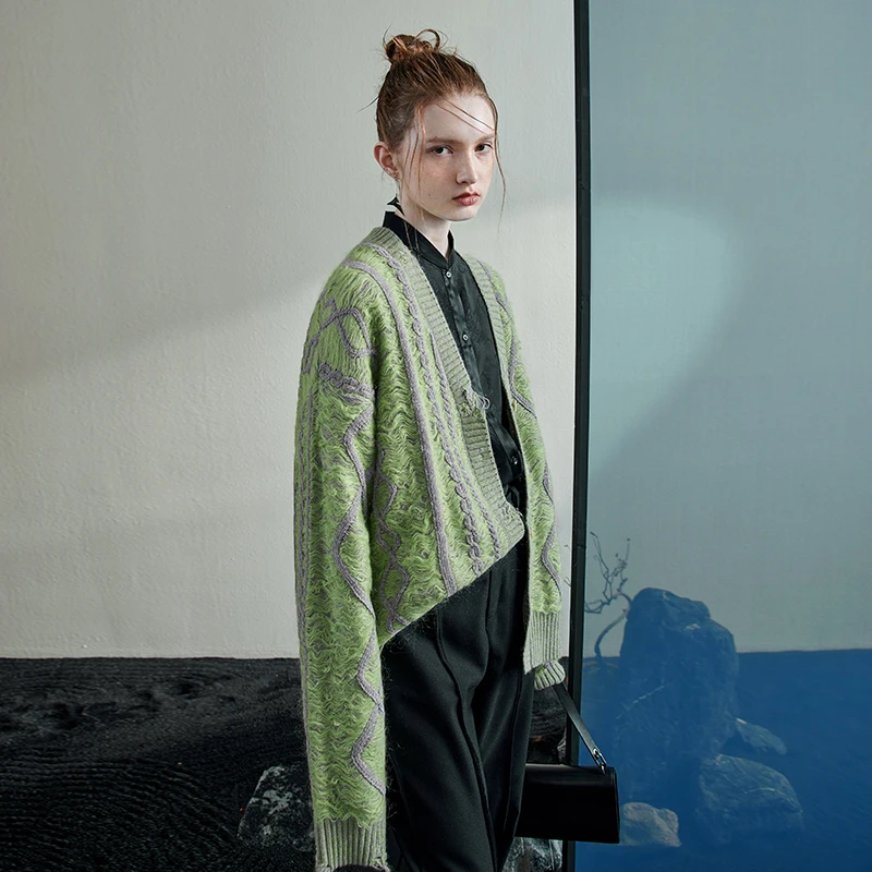 日着原创设计女装春秋季小众复古休闲宽松针织开衫外套女RA8679M0