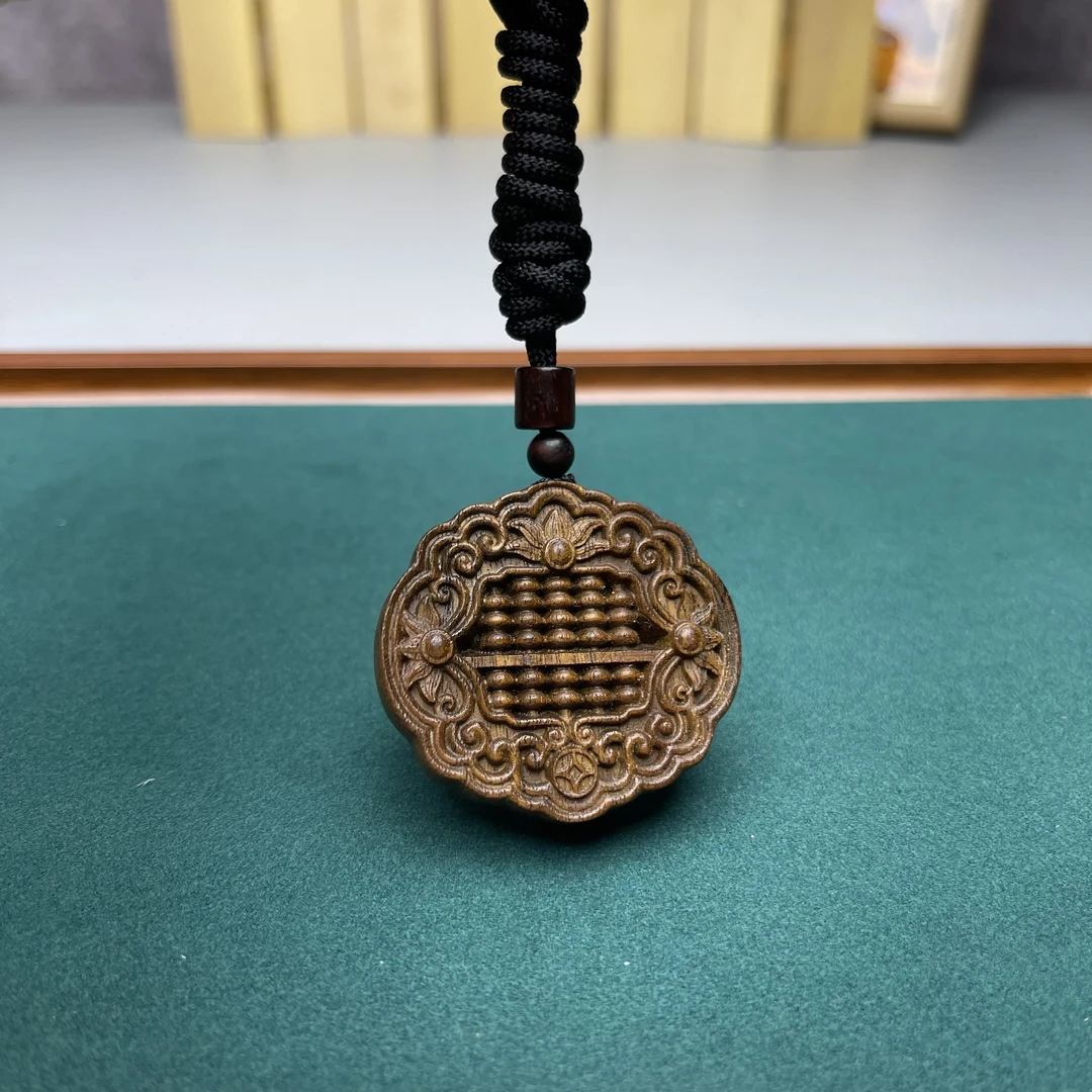 算盘）赠送脖挂绳手把件正区精工原木