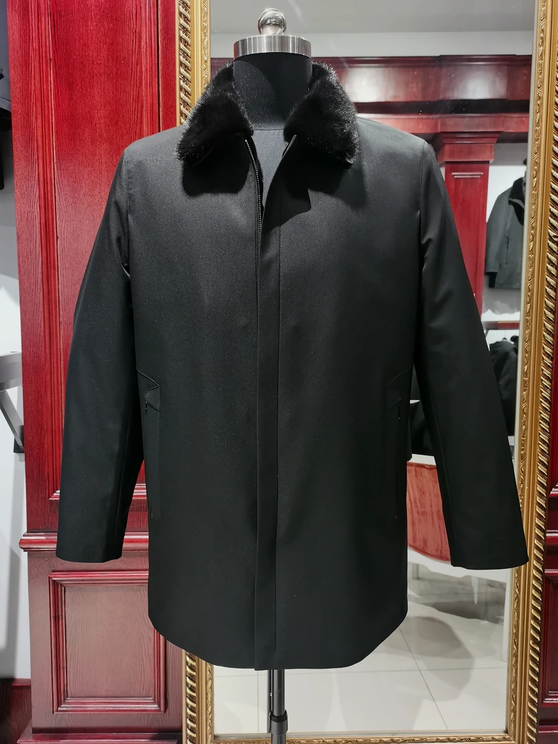 95059爸爸款中老年中长外套水貂拼貂可脱卸内胆休闲保暖外套