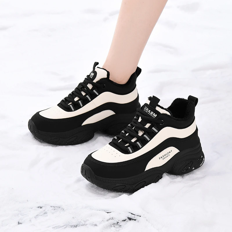 真皮老爹鞋女款2024新款秋冬加绒保暖棉鞋厚底旅游运动休闲鞋百搭