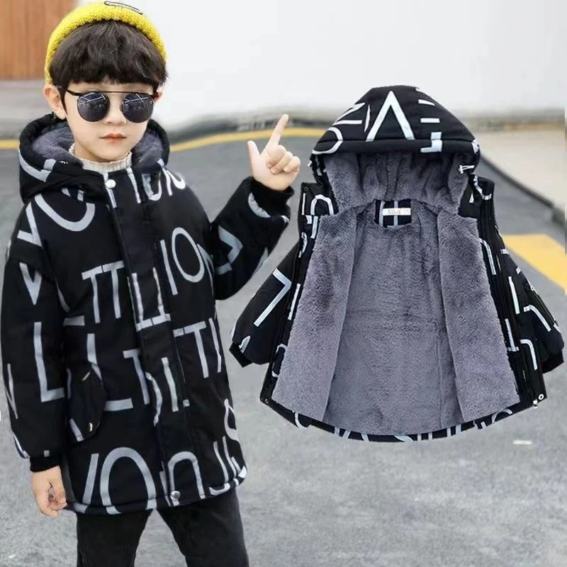 男童秋冬款棉内胆外套加绒加厚中小童棉袄2024款棉服洋气派克服