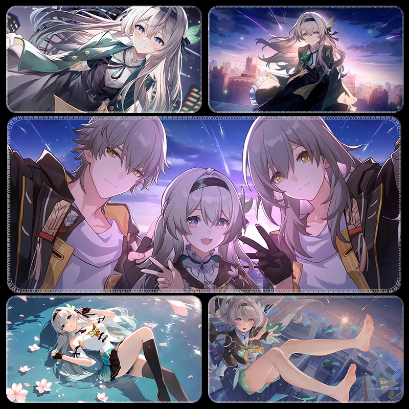 流萤鼠标垫超大号崩坏星穹铁道二次元动漫电竞办公电脑键盘垫防滑