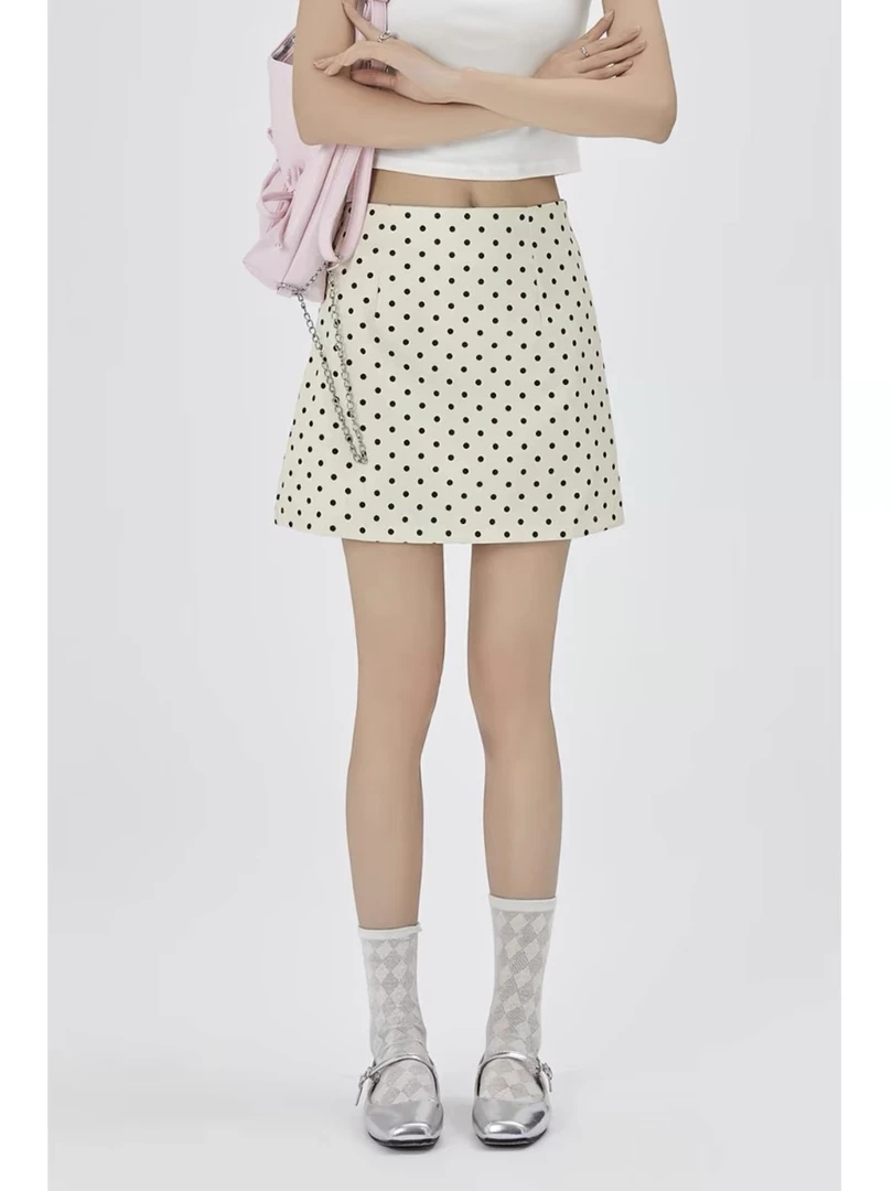 设计感法式波点显瘦半身裙女夏季减龄A字半裙小个子百搭包臀短裙3
