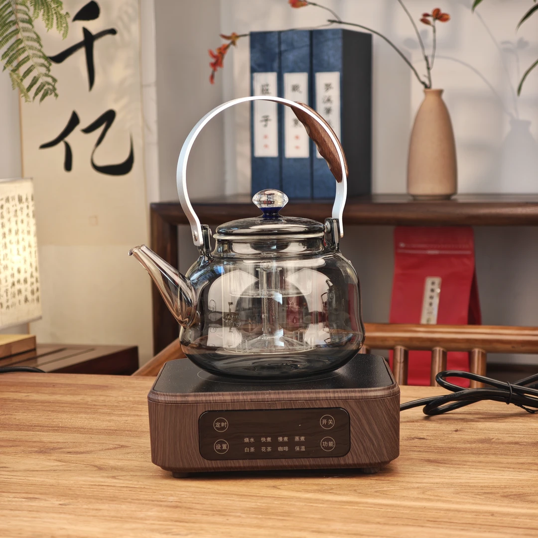 1(老吴福利)跃龙门方形1500W煮茶电陶炉+璃尚鸣刚提梁蒸煮壶