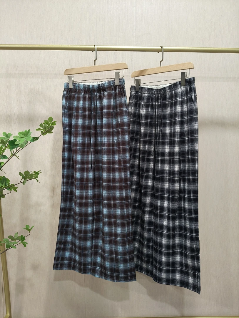 【Hua】2908秋季长款高腰宽松休闲显瘦经典格子裤（样衣）