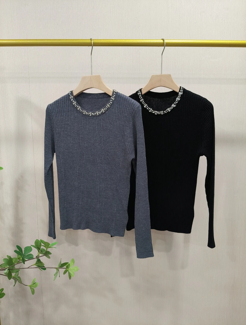 【Hua】168006 秋冬季女士时尚百搭气质纯色圆领套头羊毛针织衫