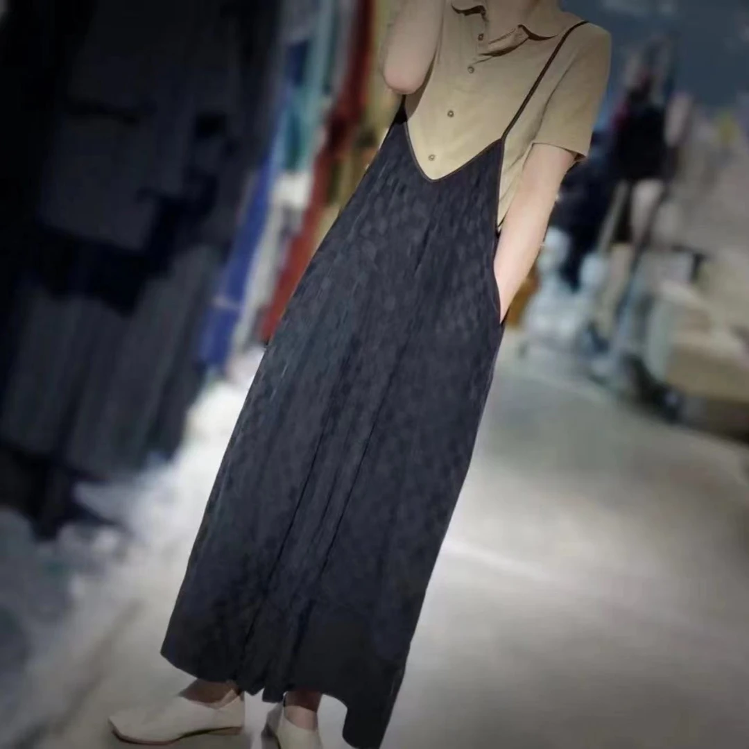 【Hua】11K174夏季设计师款吊带宽松休闲垂感柔软长裤裙（样衣）