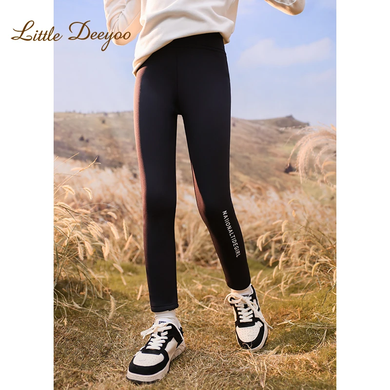 女童字母印花鲨鱼裤一体绒2022新款高弹力儿童高腰加绒加厚打底裤