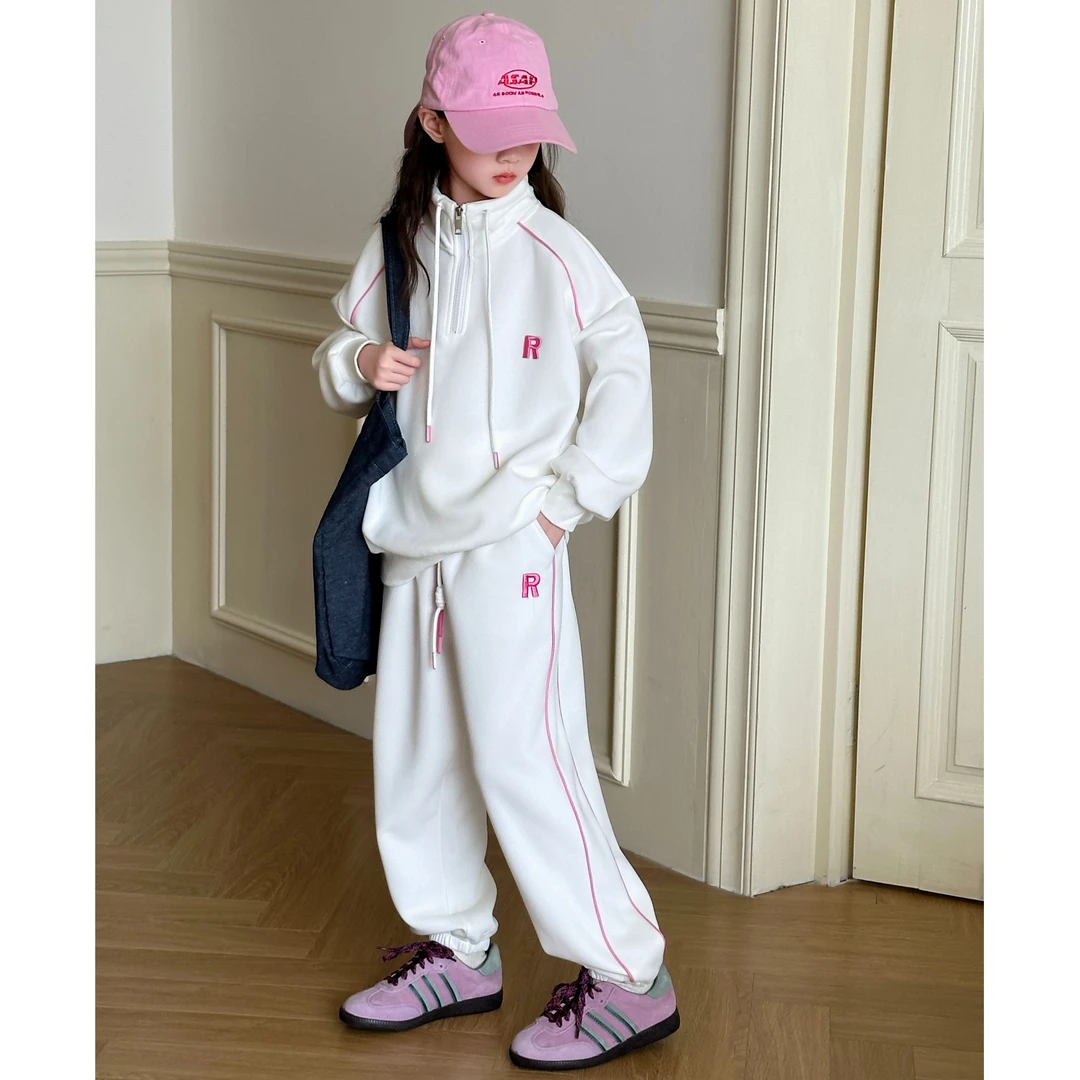 〖ANDI〗订制春秋款儿童洋气连帽时髦韩版字母R休闲卫衣套装796