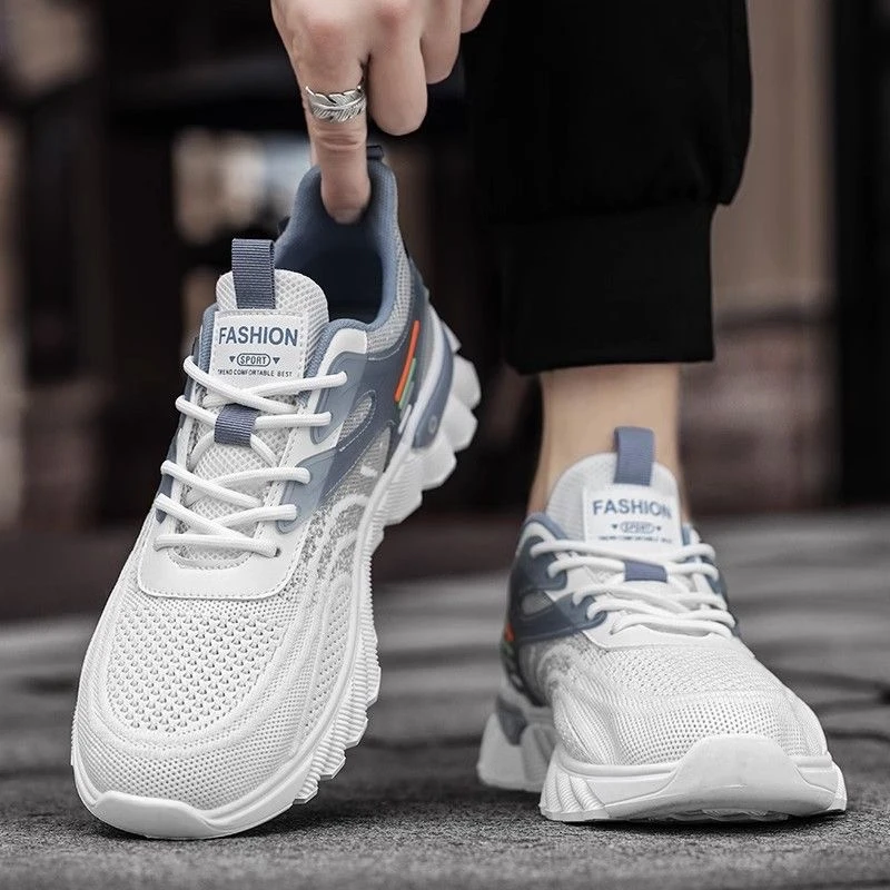 鞋子男2024新款软底防臭飞织网鞋男士百搭网面休闲运动跑步鞋F33