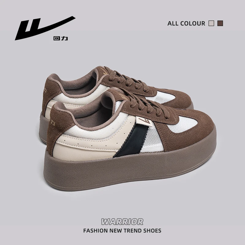 回力女鞋2025新款百搭小众复古厚底板鞋学生网面ins低帮潮流潮鞋