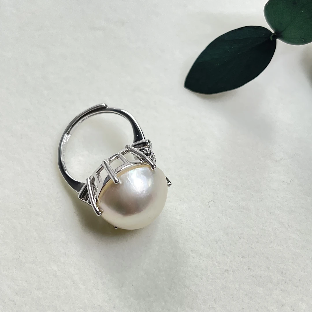 全新未使用  【六六中古】孤品15.2mm马贝珠s925开口戒指aj2660