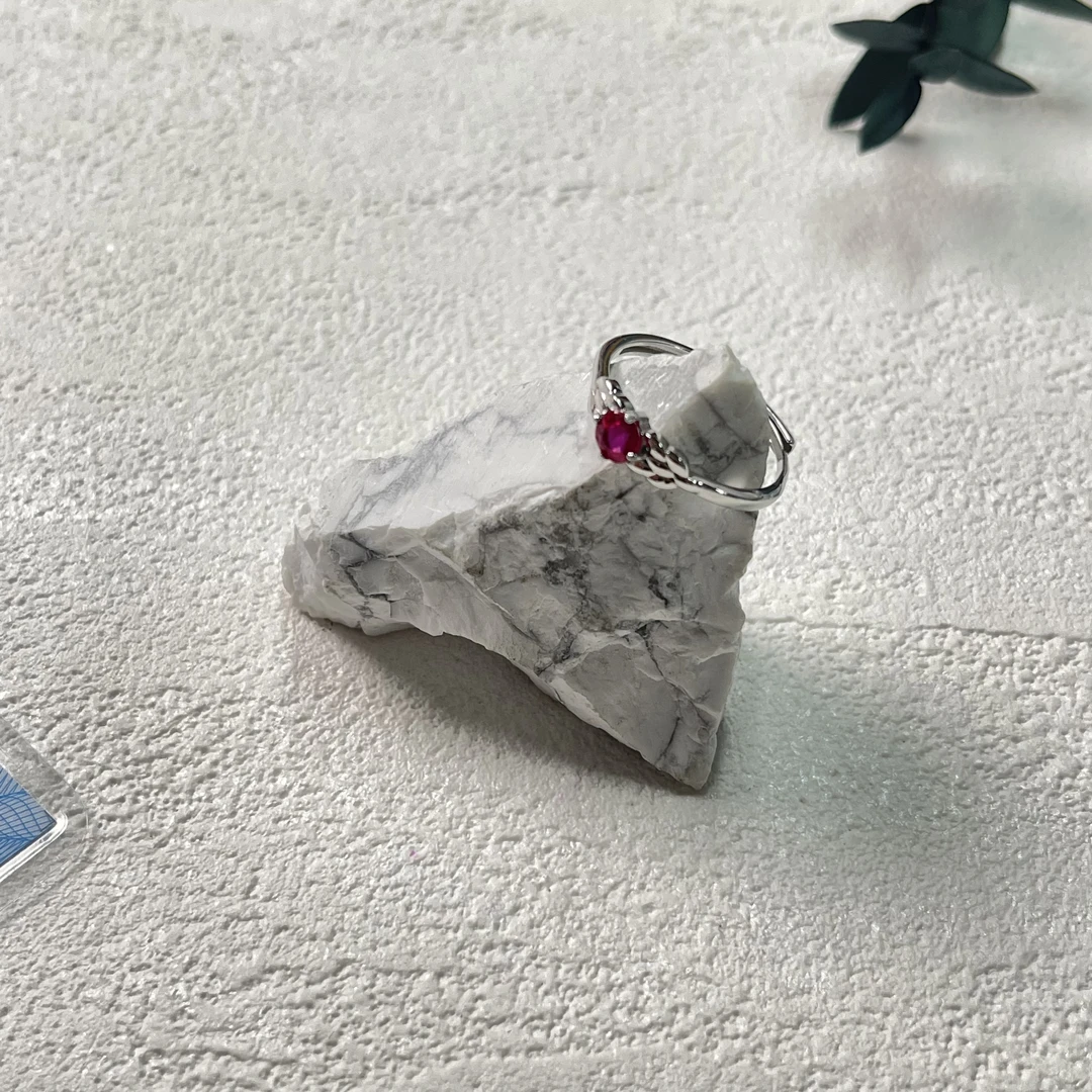 全新未使用  【六六中古】孤品s925合成红宝石开口戒指aj4452