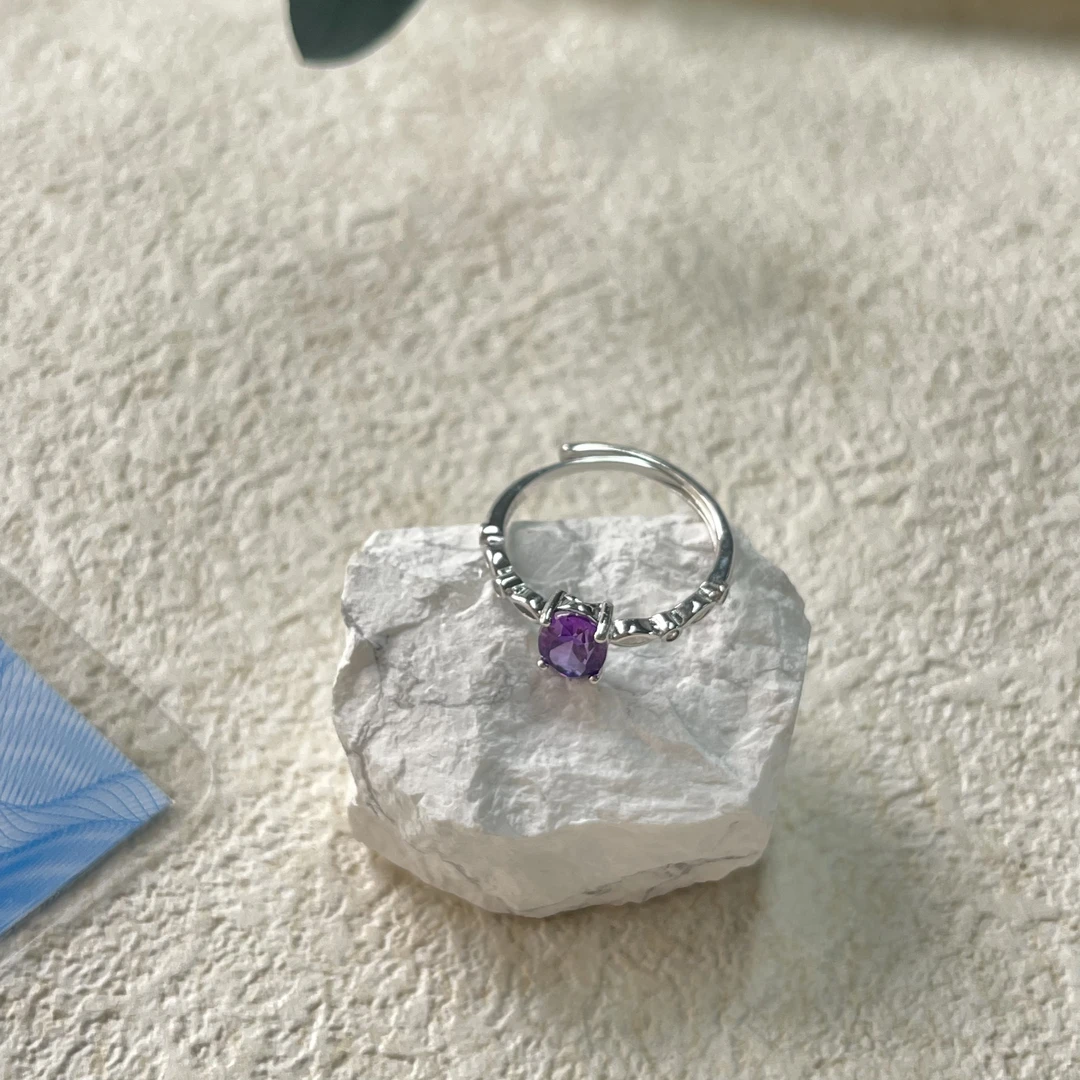 全新未使用  S925合成蓝宝石可调节戒指bj915