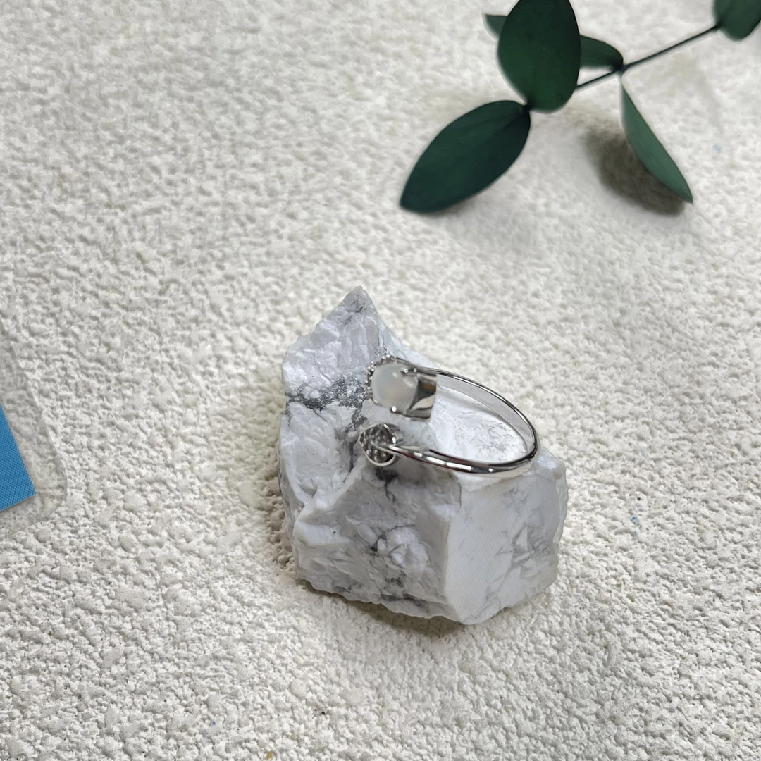 全新未使用  【六六中古】孤品s925月光石开口戒指aj2934