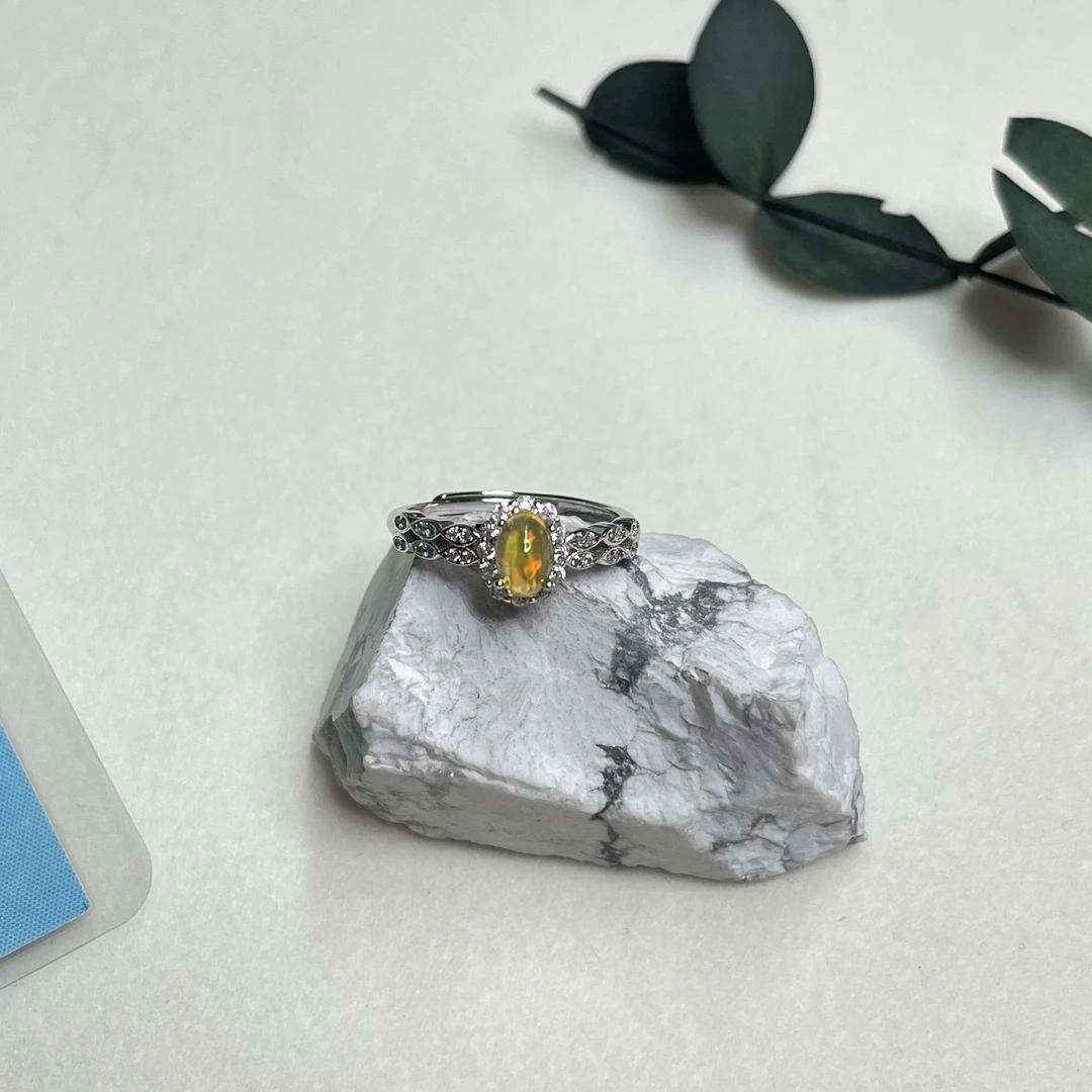 全新未使用  【六六中古】孤品s925欧泊开口戒指aj3679