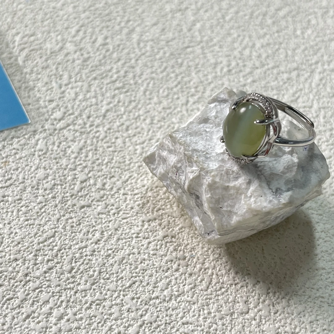 全新未使用  【六六中古】孤品简约s925和田玉开口戒指aj4286