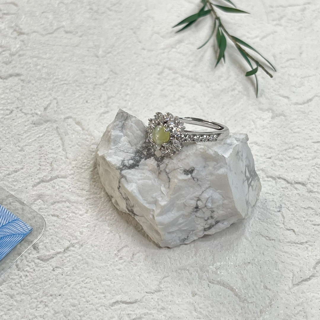 全新未使用  【六六中古】孤品s925猫眼石开口戒指aj2687