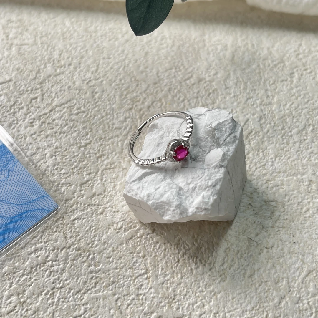 全新未使用  【六六中古】孤品s925合成红宝石开口戒指aj4474