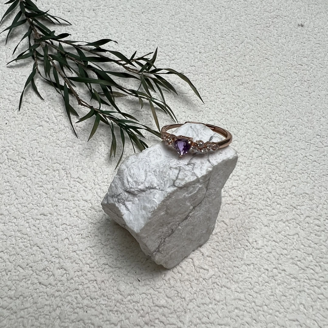 全新未使用  【六六中古】孤品复古S925银 紫水晶开口戒指aj2870