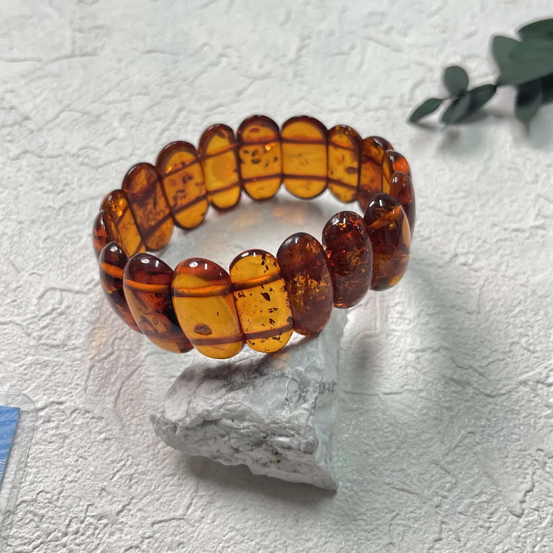 90新  【六六中古】孤品复古琥珀弹力手链as1343