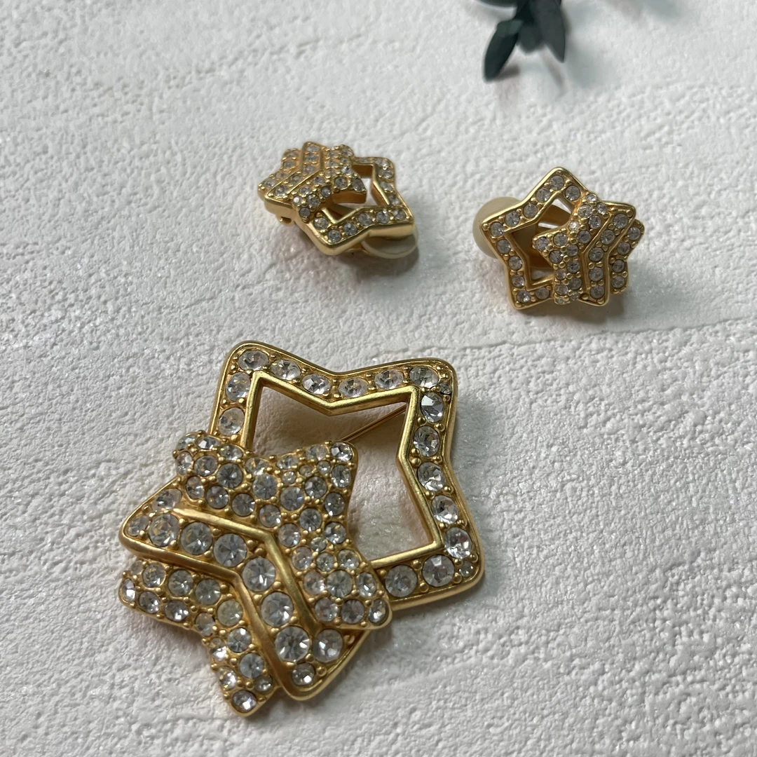 90新 Swarovski/施华洛世奇 【六六中古】孤品胸针耳夹套装th1256