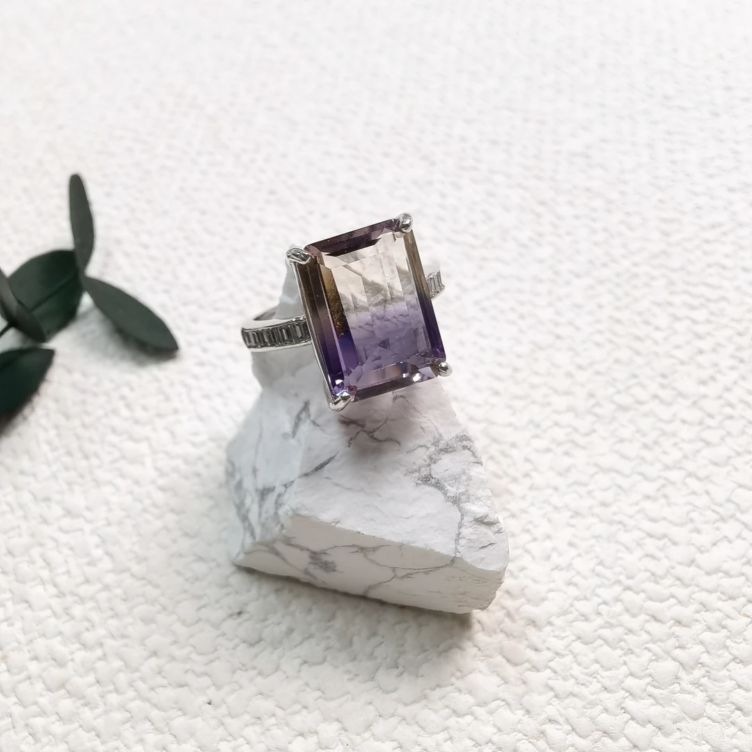 全新未使用  s925水晶可调节戒指bj1314