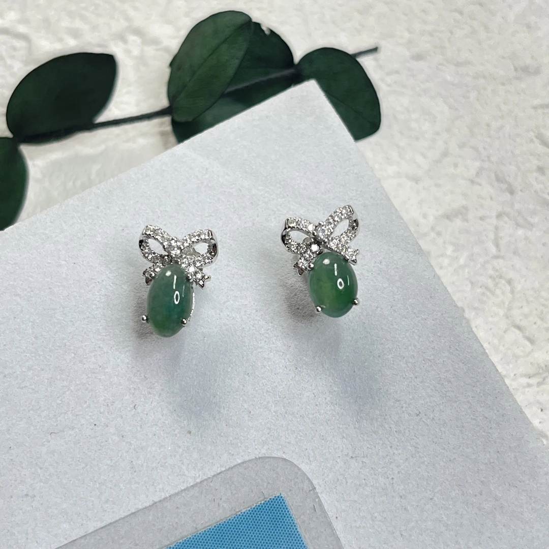 全新未使用 【六六中古】孤品s925翡翠耳钉ap6240