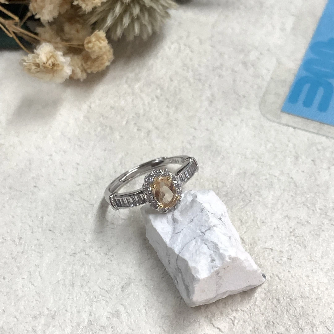 全新未使用  【六六中古】孤品s925托帕石开口戒指aj4242