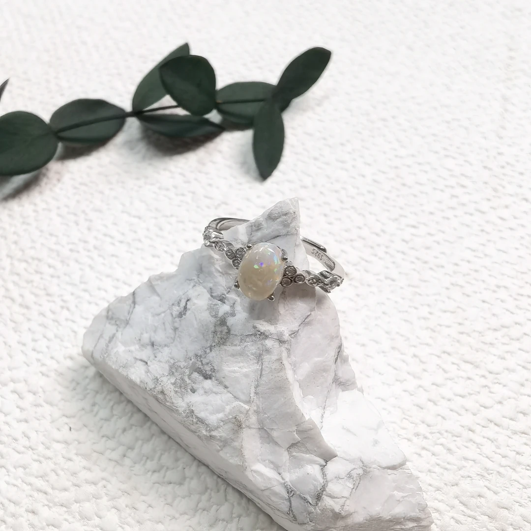 全新未使用  【六六中古】孤品s925欧泊复古可调节戒指aj4697