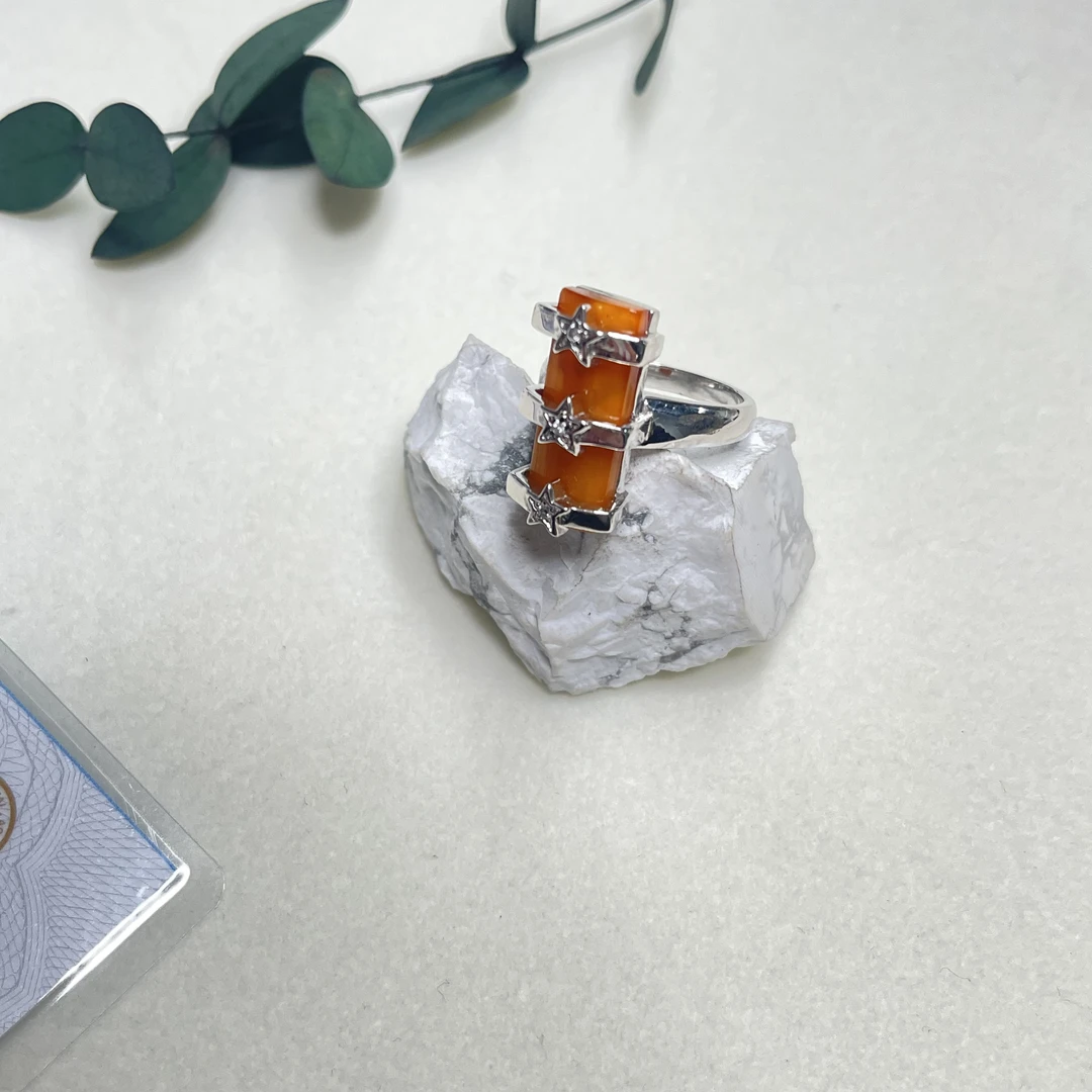 全新未使用  【六六中古】复古925蜜蜡戒指bj1545港17欧56