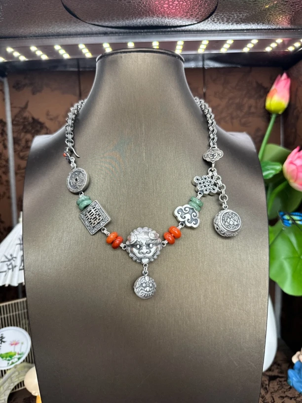 链子925银 小郑家纯银吞金兽项链