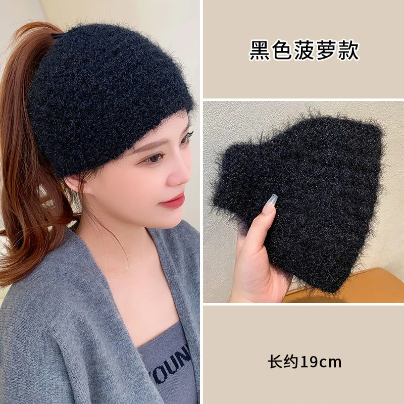 针织帽子毛线发带女宽边头饰新款冬季遮盖神器针织帽子宽头巾围脖