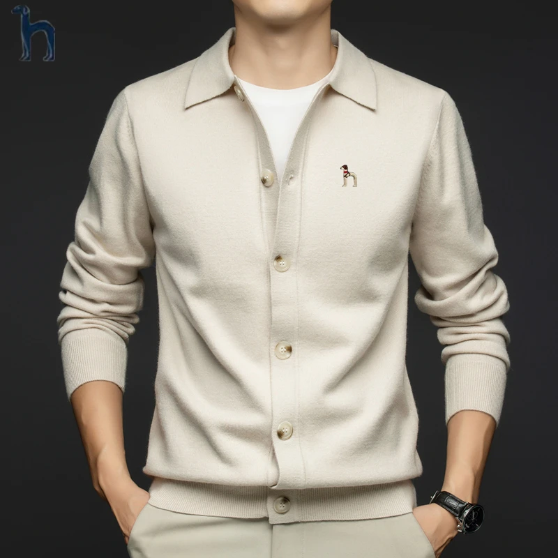 100%纯羊绒550g羊绒开衫外套毛衣2024秋冬新款针织休闲上衣男装潮