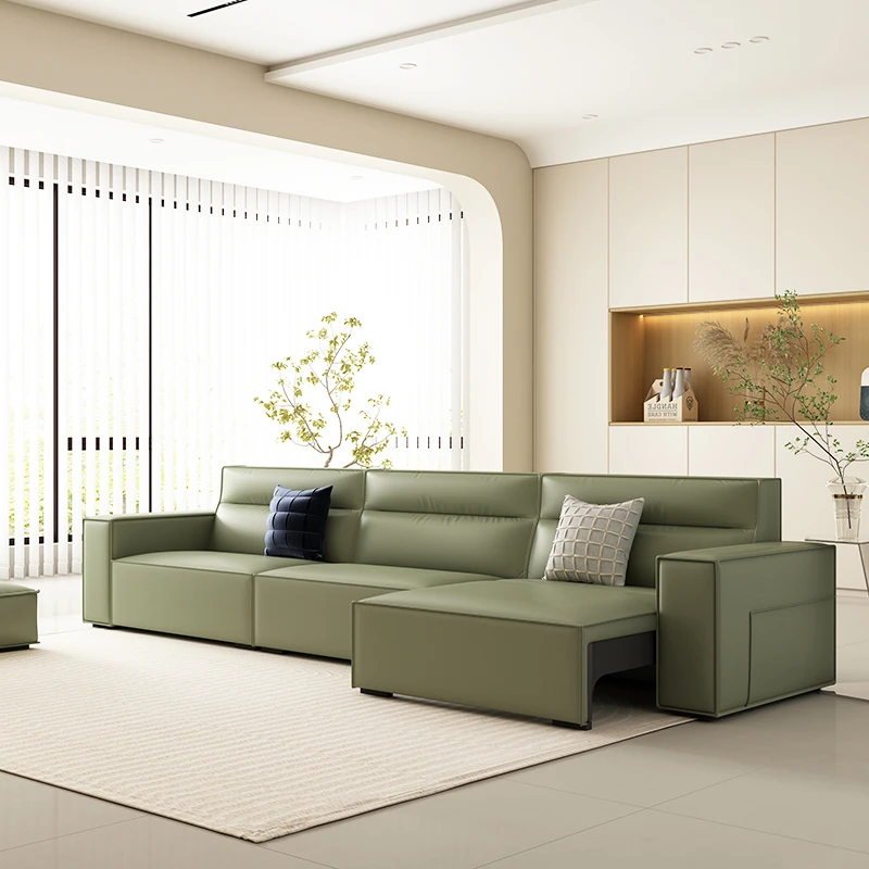 豆腐块电动沙发床两用伸缩功能皮艺沙发客厅小户型奶油风现代客厅