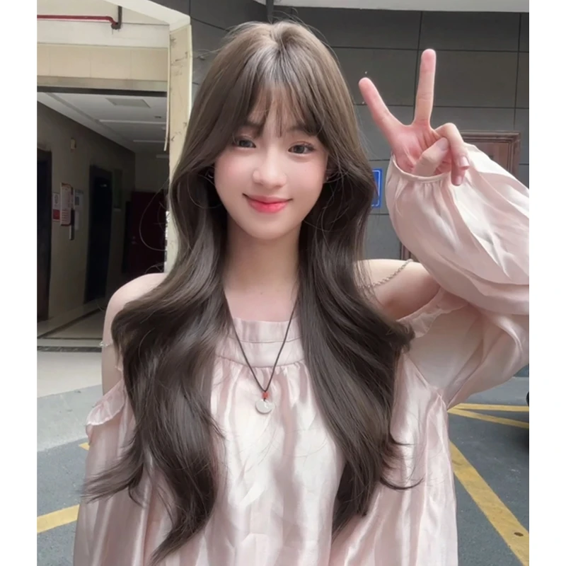 假发女法式刘海冷棕色长卷发lolita修脸网红jk全头套
