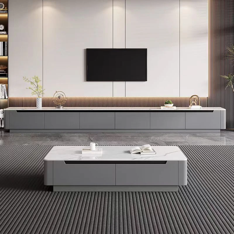 2024新款升级款实木微晶石岩板茶几电视柜客厅家用简约小户型简约