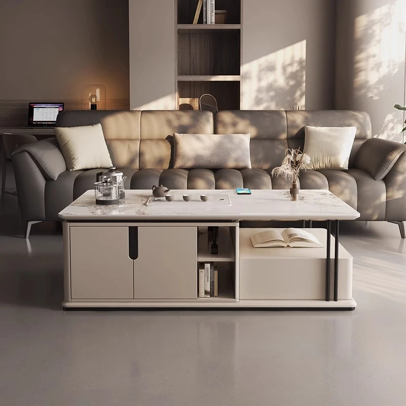 意式极简岩板茶几家用客厅小户型设计师创意功夫茶几异形泡茶桌