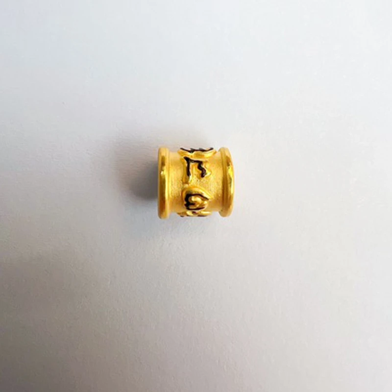 黄金足金999 六字真言黑金系列转运珠3D硬金 串珠配件DIY