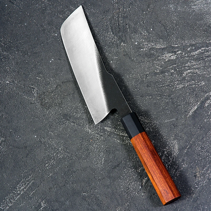 《影》9cr18mov橄榄黑檀木手柄平头小菜切厨师刀